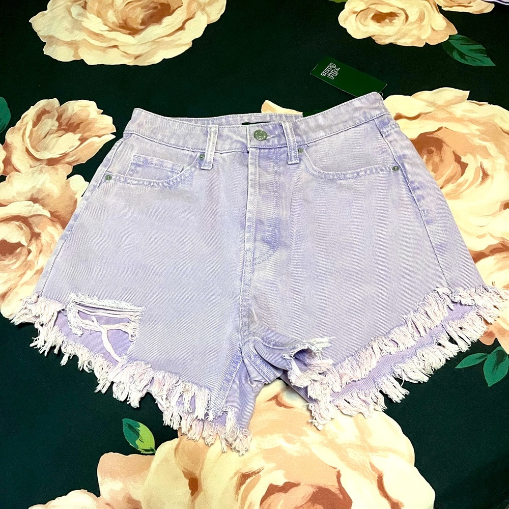 Brand new with tags lavender frayed denim shorts sz2